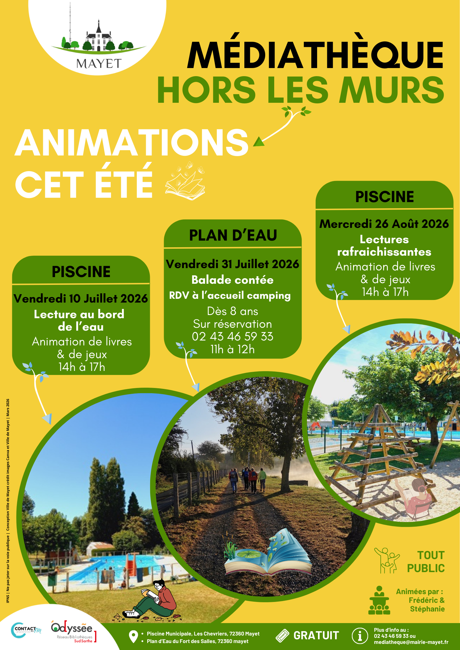 Animations Culturelles été 2026, Piscine et Plan d’eau Mayet