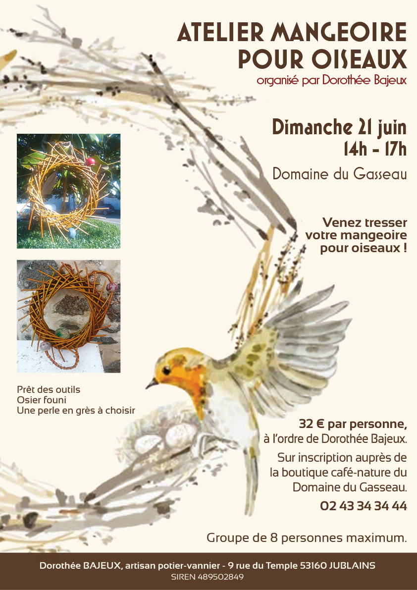 Atelier mangeoire pour oiseaux en osier avec Dorothée