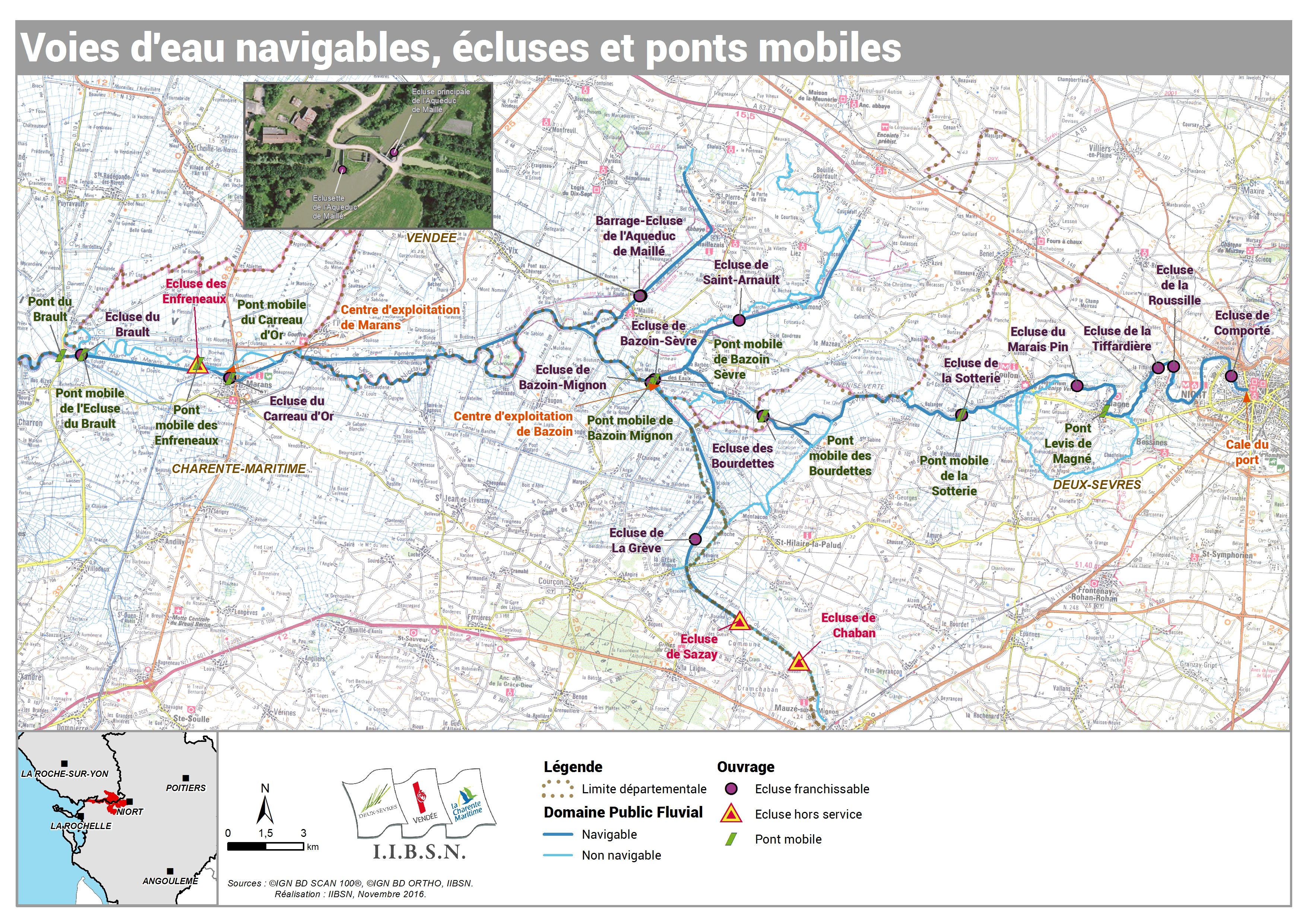 Plan des voies navigables et des écluses