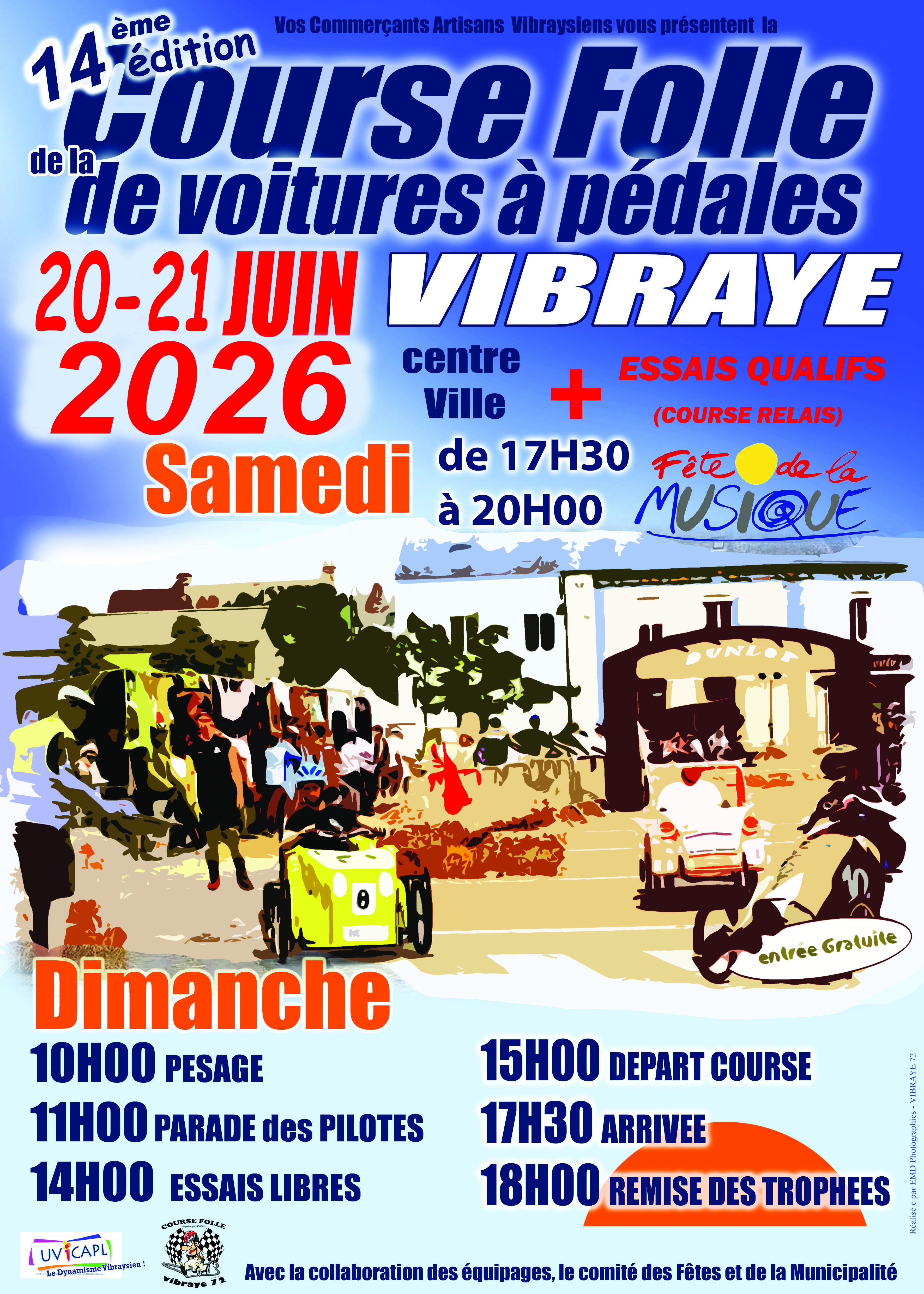 Course folle de voitures à pédales