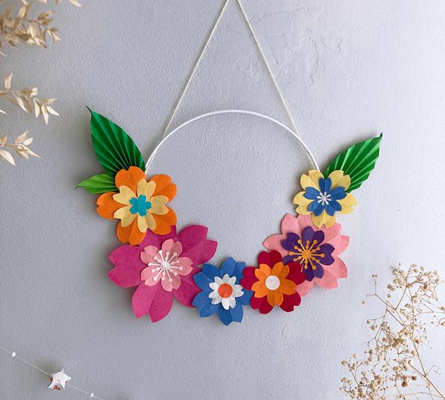 Couronne florale origami